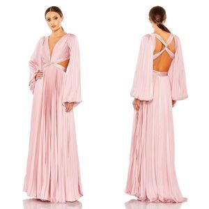 Mac Duggal 26737 Pink Long Sleeve Pleated Charmeuse Cut Out Gown Size 6 NWT